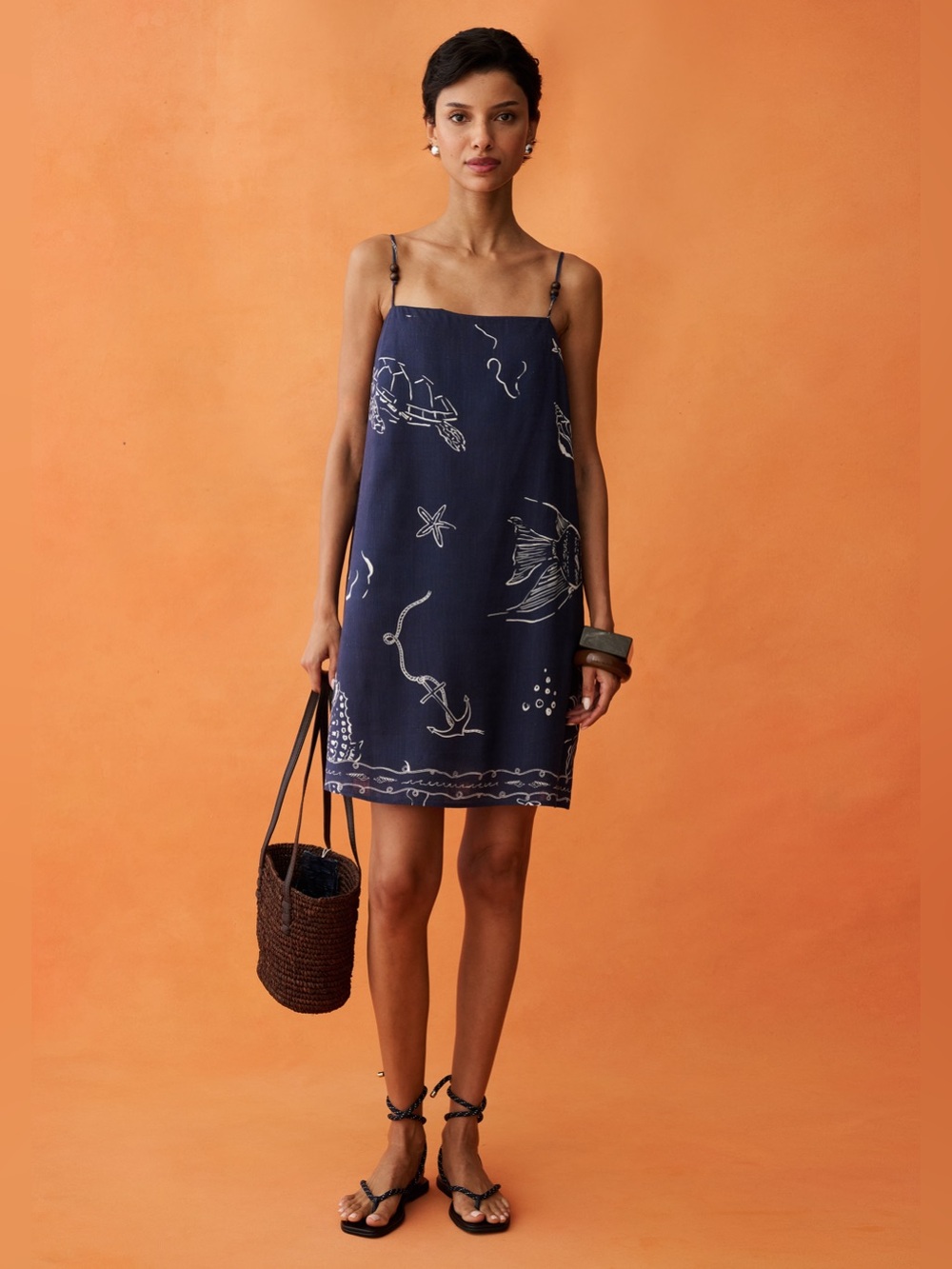 NWT Anaya x Few Moda Bowie Navy Linen Blend Mini Dress Size 8
